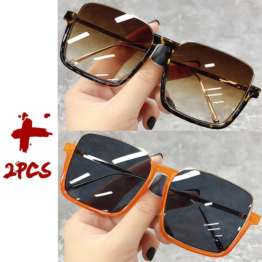 2025 Big Square Frame Travel Sunglasses - Luxury Gradient Unisex UV400