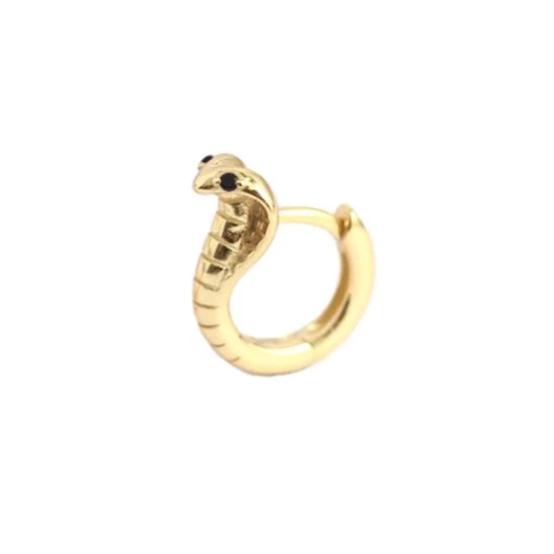 Fashion Punk Gothic Copper Zircon Green Eye Snake Earrings For Men Women Hip Hop Personality Cool Cobras Hoop Earrings Jewelry