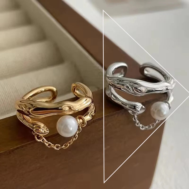 VENTFILLE 925 Sterling Silver Open Pearl Smile Stackable Finger Ring Simple Fashion Cute Adjustable For Female Jewelry Wholesale