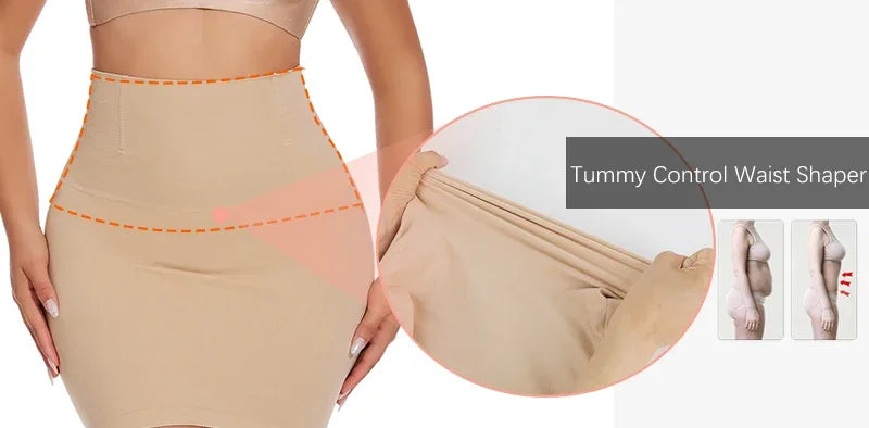 Half Slip Shapewear for Women Under Dresses Built-in Panties High Waist Tummy Control Slips Skirts Butt Lifter Body Shaper Dress