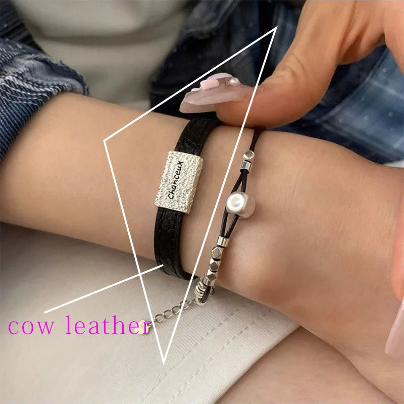 VENTFILLE 925 Sterling Silver Double Layer Pearl Bracelet for Women Girl Design Bead Korean Jewelry Dropshipping