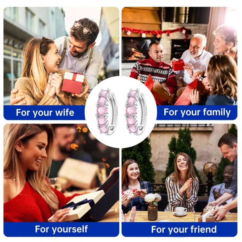 MISEFF Original 925 Sterling Silver Earrings 2025 Hoop Earring Crystal Earings For Women Simple Round Zircon Earing Jewelry