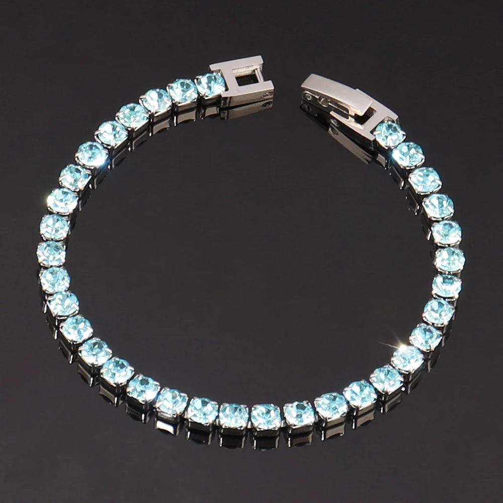 316L 4mm Stainless Steel Bracelet For Women Men's Hip Hop Tennis Chain Bracelets Luxury Color Crystal Zircon Bracelet Jewelry