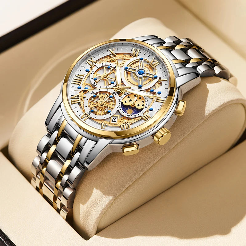 LIGE 2024 Gold Women Watch - Waterproof Sport Quartz Chronograph