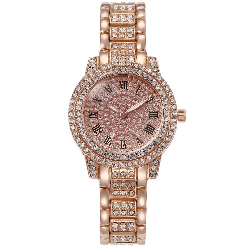 Luxury Rhinestone Watch Women - Sparkling Quartz Stainless Steel Gift