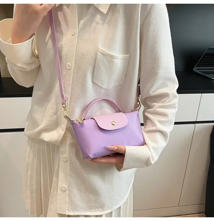 Retro Fashion Nylon Dumpling Bag Women's Crossbody Handbag Soft Polyester Lining Zipper Closure Shoulder Bag Handbag