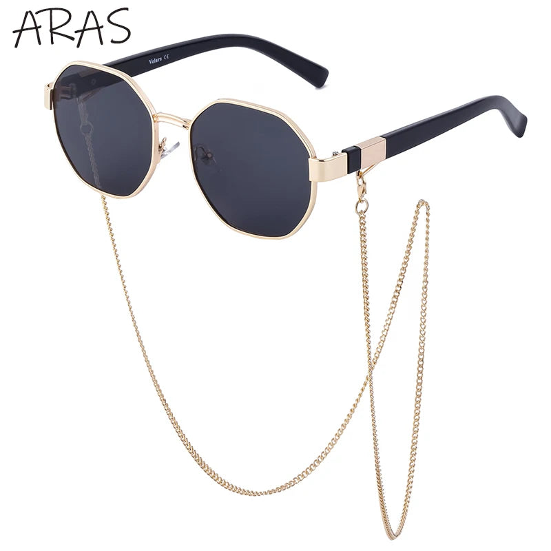 Polygon Sunglasses with Chain 2025 - Luxury Octagon Unique Trends Women