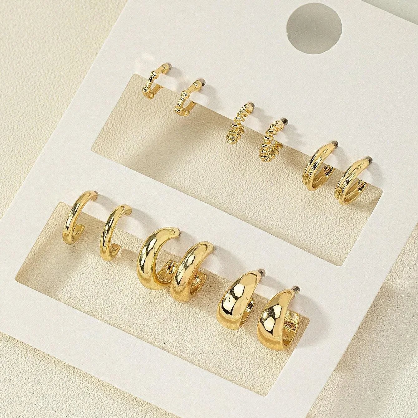 3Pairs Set Fashion Stainless Steel Crystal Oval Huggie Hoop Earrings for Women 18K Gold Plated Dangle Hoop Earring Punk Jewelry
