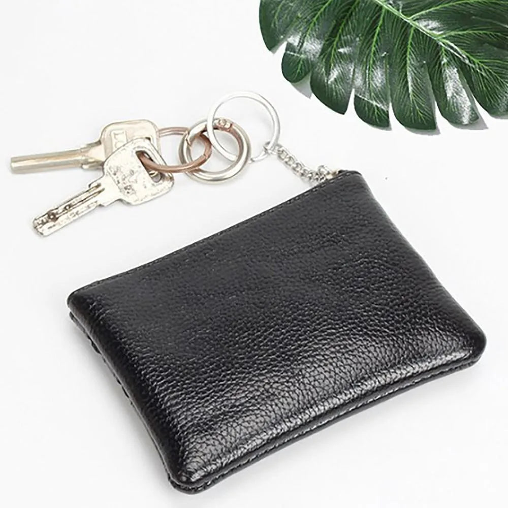 PU Leather Key Ring Waterproof Pocket Purse Money Coin Purse Zipper Wear-resistant Credit Card Holder