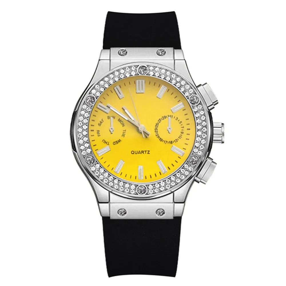 Fashion 2025 Rubber Women Watches Luxurious Brand Casual Diamond Female Quartz Wristwatches Simple Sport Clock Relogio Feminino