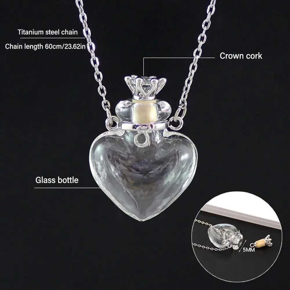 Openable Water Drop Heart Steel Chain Perfume Vial Necklace Wishing Bottle Pendant Essential Oil Diffuser Memorial Jewelry Gifts