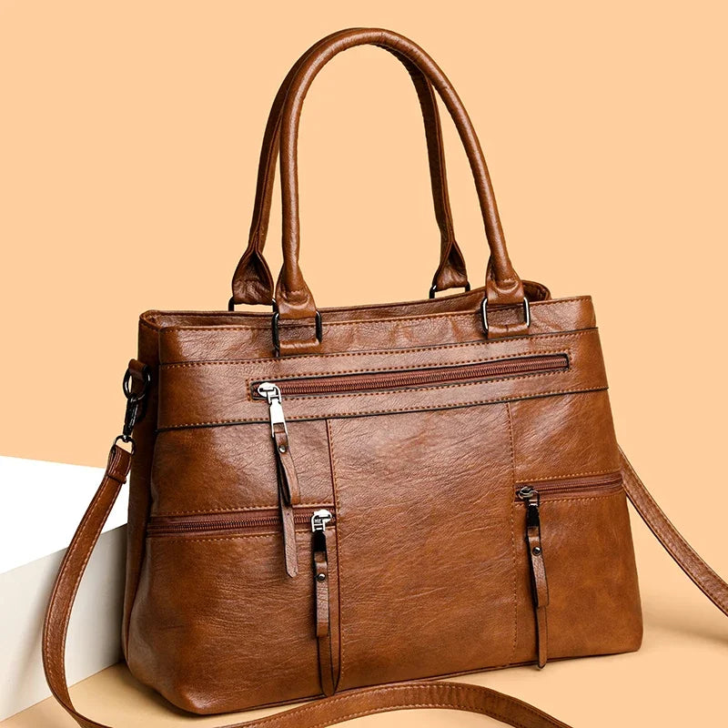 Elegant Handbag for Women High Quality Leather Top-Handle Bags Purse Ladies Shoulder Crossbody Bag Large Casual Tote 2025 Hot