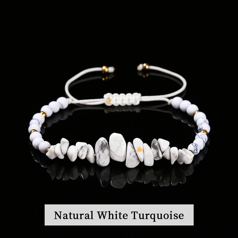 Change Better Natural Stone Amethyst Gravel Chip Bead Adjustable Braided Bracelet Women Men Small Round Bead Strand Healing Gift