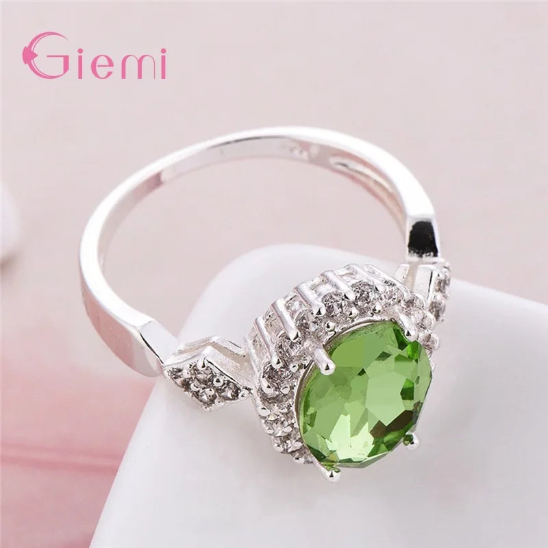 925 Sterling Silver Rings Engagement Wedding Ring Section Rotation Curve Style Cubic Zircon Ring For Women Girl