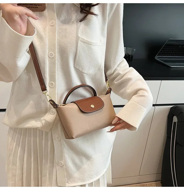 Retro Fashion Nylon Dumpling Bag Women's Crossbody Handbag Soft Polyester Lining Zipper Closure Shoulder Bag Handbag