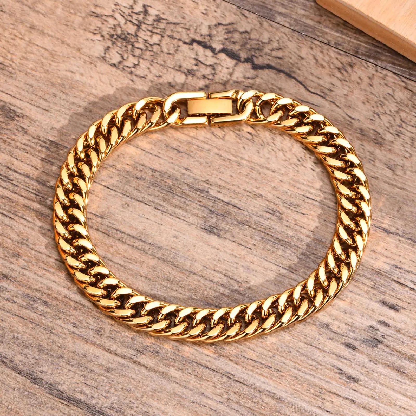 Vnox Men's Stainless Steel 7/8/9/10/12/15MM Link Chain Miami Cuban Bracelets for Male Boys Jewelry, 19cm/21.5cm, Gift for Dad
