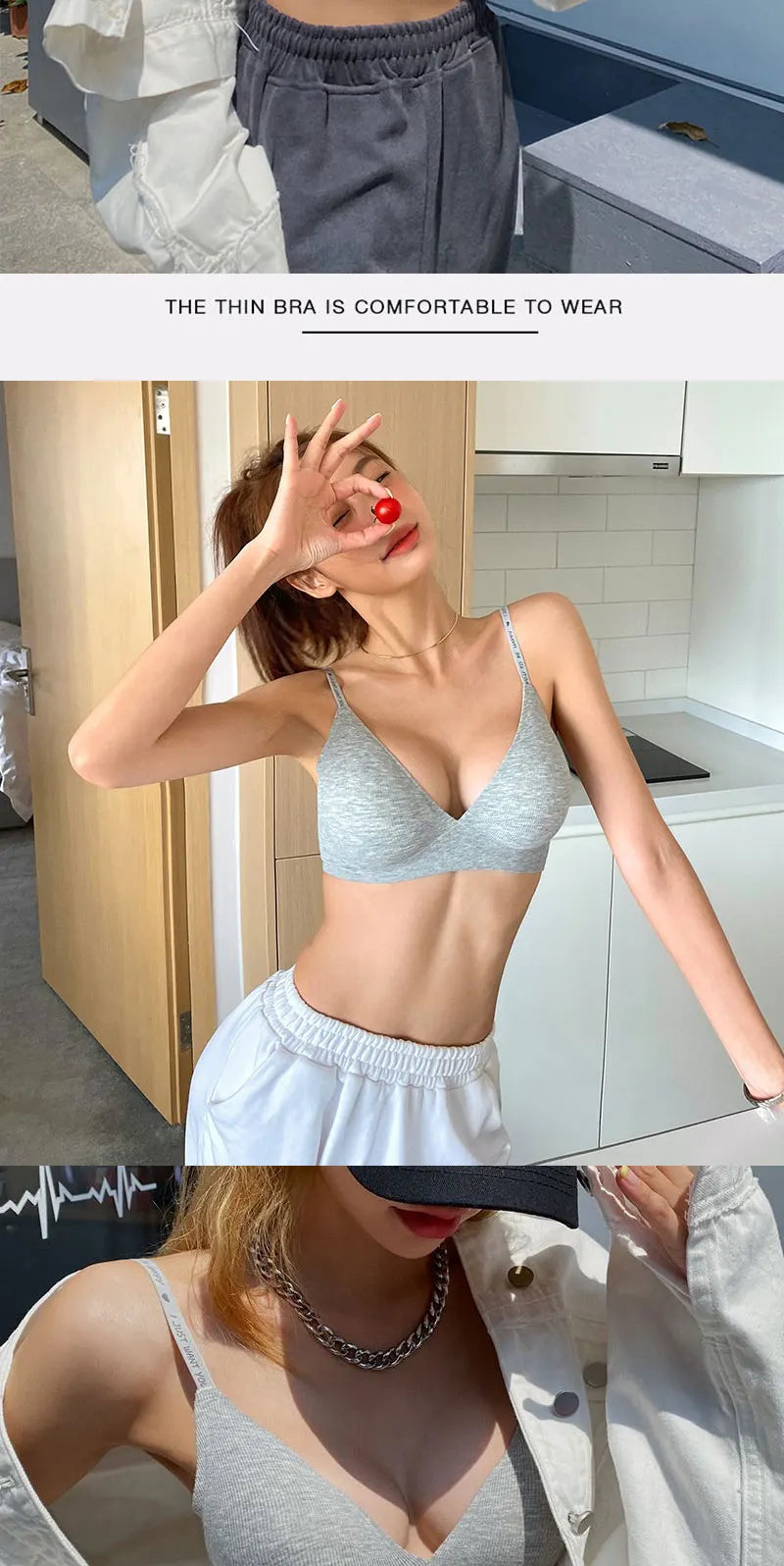 FINETOO 1PCS Women Sexy Seamless Bras Deep V Neck Bralette Sexy Lingerie Letter Strap Tops Push Up Underwear Wireless Brassiere
