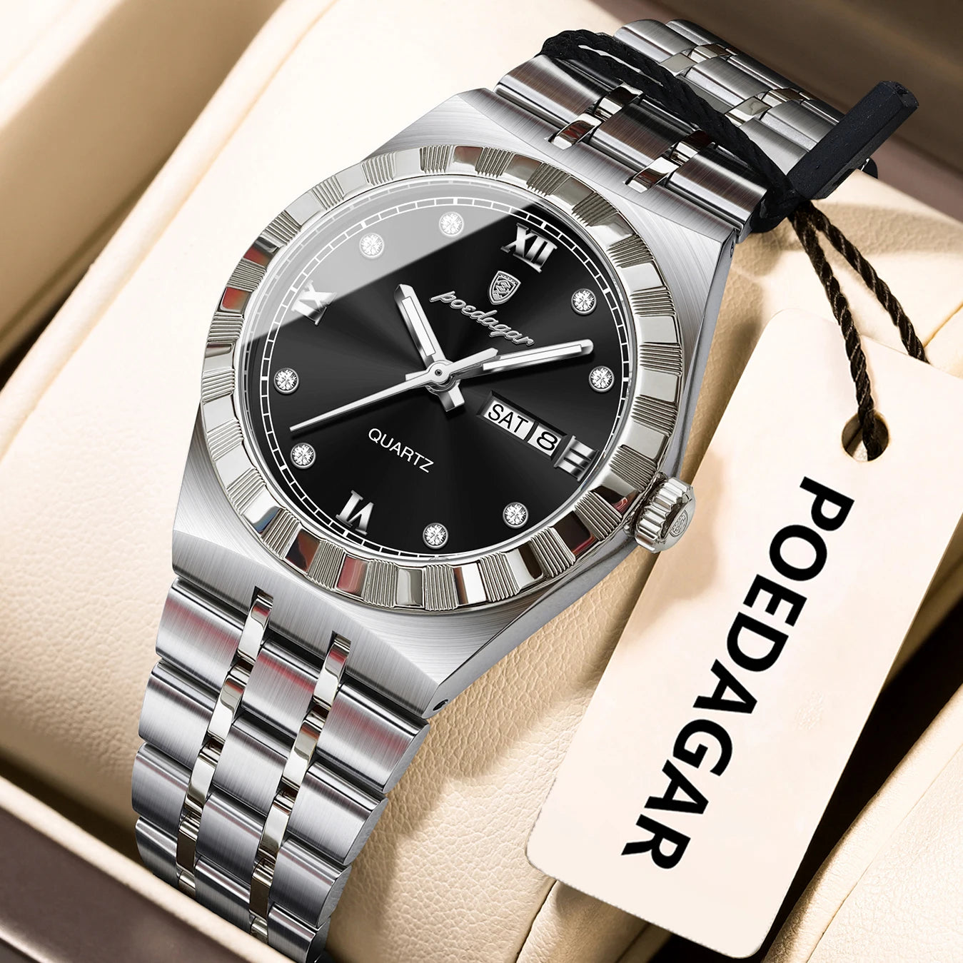POEDAGAR Luxury Ladies Watch - Luminous Waterproof Week Date Stainless