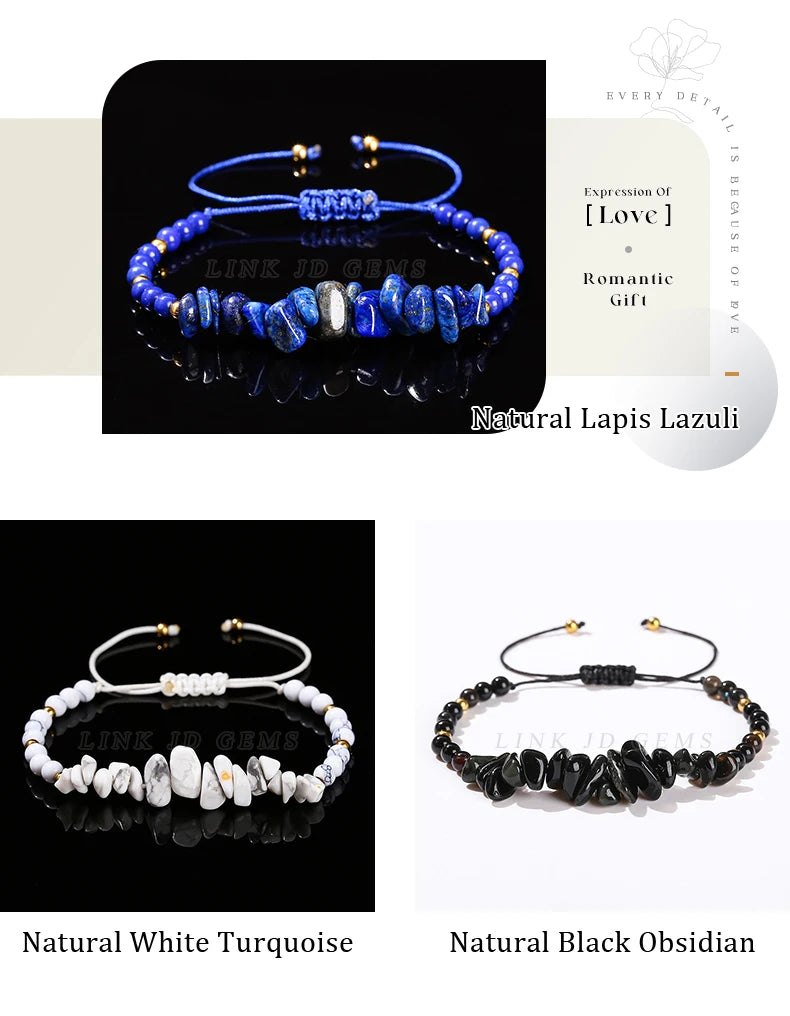 Change Better Natural Stone Amethyst Gravel Chip Bead Adjustable Braided Bracelet Women Men Small Round Bead Strand Healing Gift