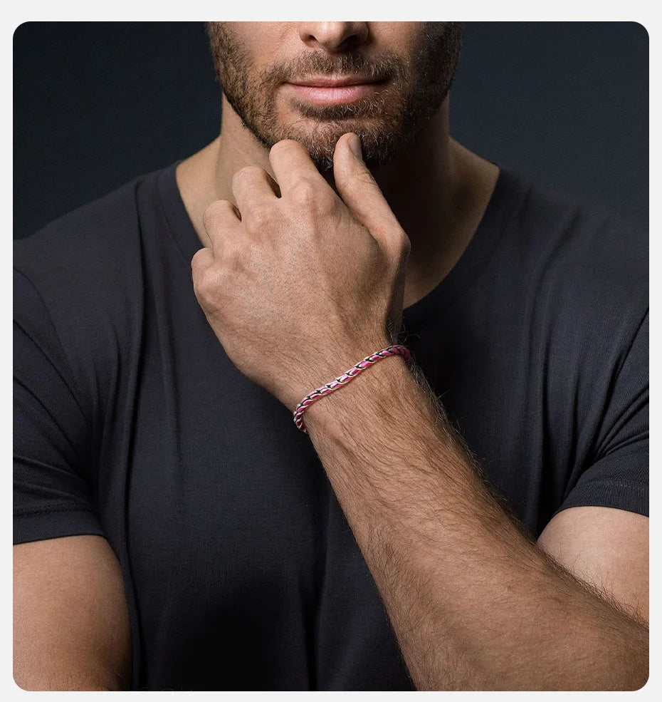 Vnox Colored Stainless Steel Handmade Snake Chain Bracelets for Men Boys,Adjustable Simple Metal Link Wristband, Hippie Jewelry