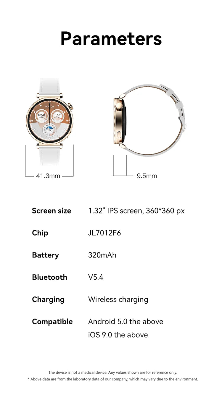 GT5 Mini Smart Watch for Woman IP68 Waterproof 1.32" IPS Screen Make/Receive Calls Message Sleep Tracking Sport Modes Smartwatch