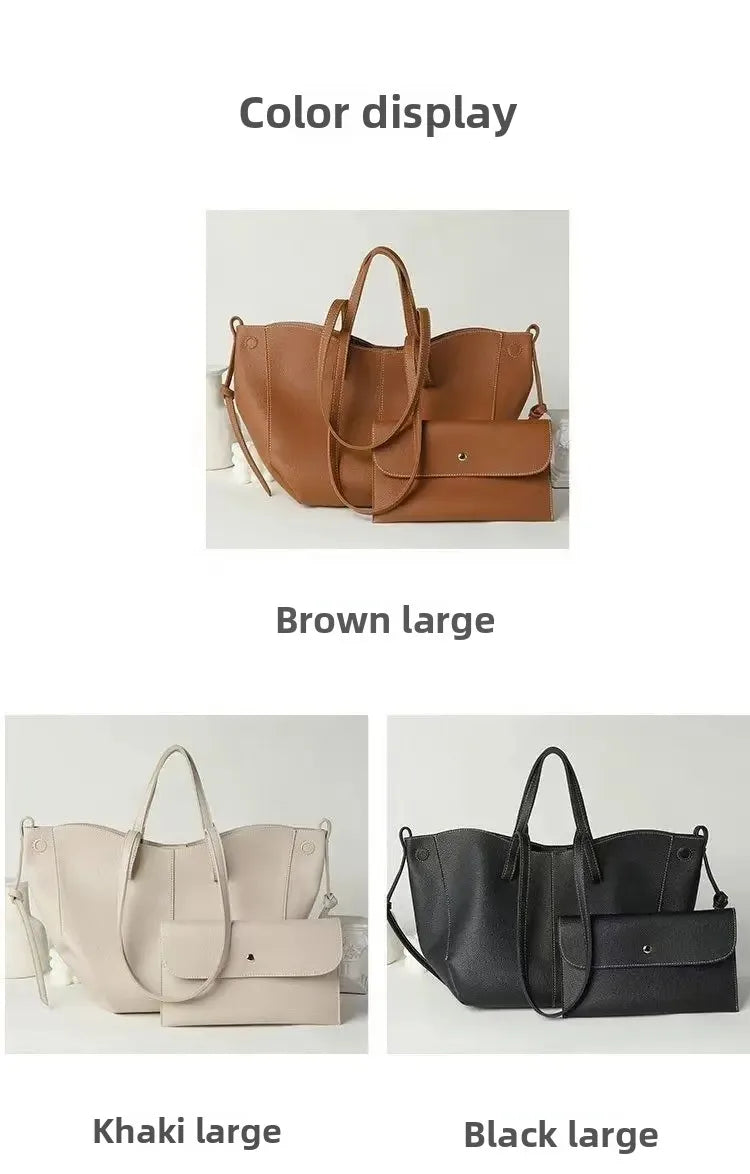 Fashionable Large Capacity Tote Bag Handbag Women's Single Shoulder Bag Brown New Arrival 2025 from France High Aesthetic Value