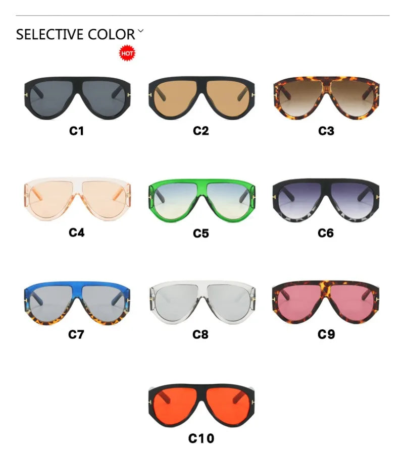 Vintage Oval Large Frame Sunglasses - Trendy Street Style UV400 Women