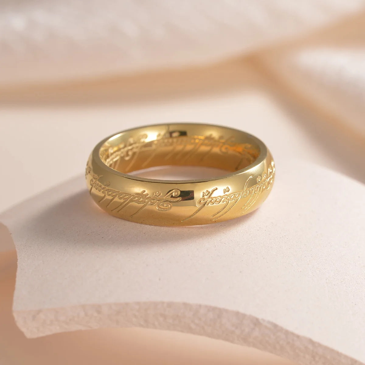 Lord of the Rings Titanium Steel Ring - 18K Gold Plated 6mm Men's Band