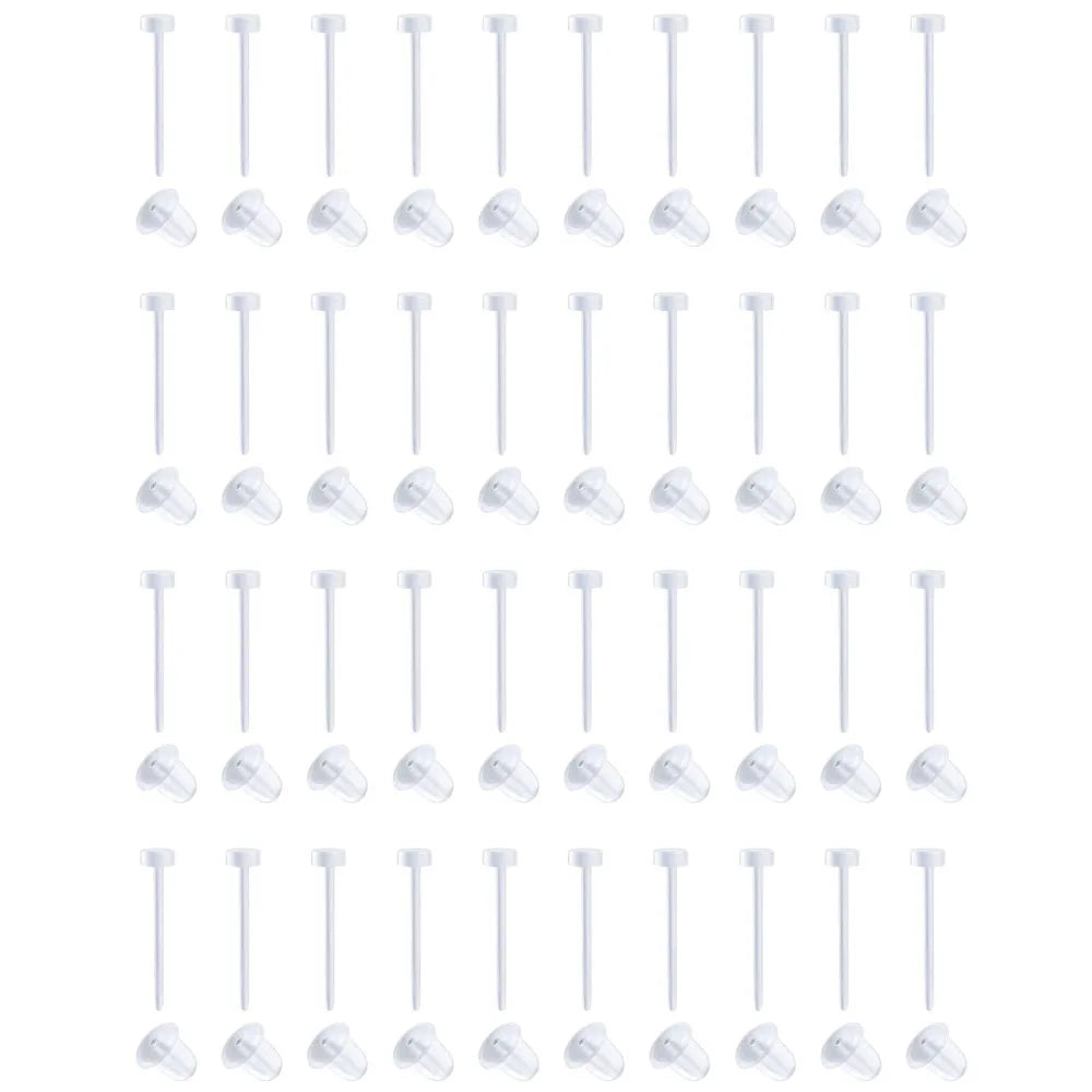 50pcs Clear Earrings for Sports Plastic Transparent Stud Earrings Acrylic for Women Men Sports Work Jewelry Makings