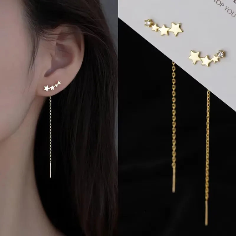 French Luxury Sweet Romantic Long Zircon Tassel Twisted Earrings for Women Temperament Wedding  Banquet Jewelry Gift