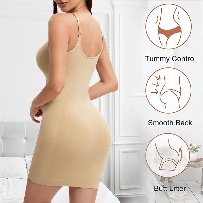 Full Slip Shapewear - V Neck Bodycon Compression Body Shaper