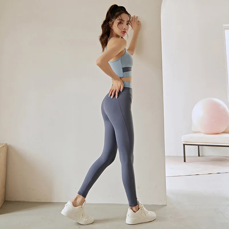 Two Piece Yoga Set Women Sportswear Suit Outfit Gym Leggings With Bra Pants Sports Bra Shorts For Fitness Clothing Workout Set