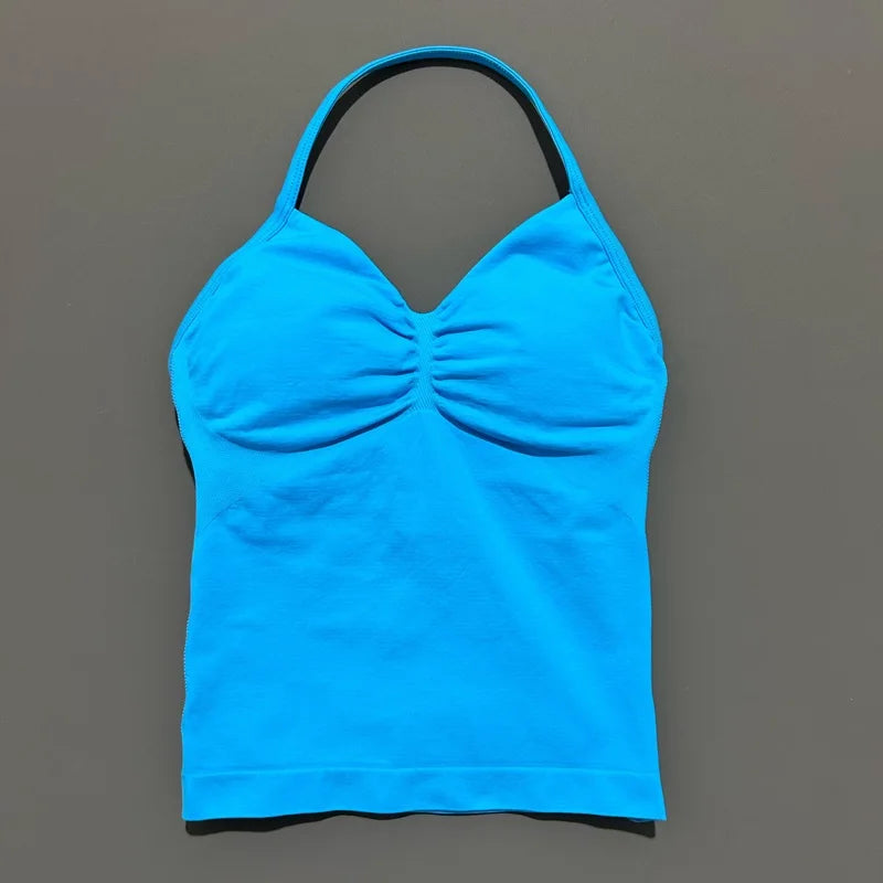 HISTELLO Impact Sports Bra - Longline Strappy Yoga Tank Top