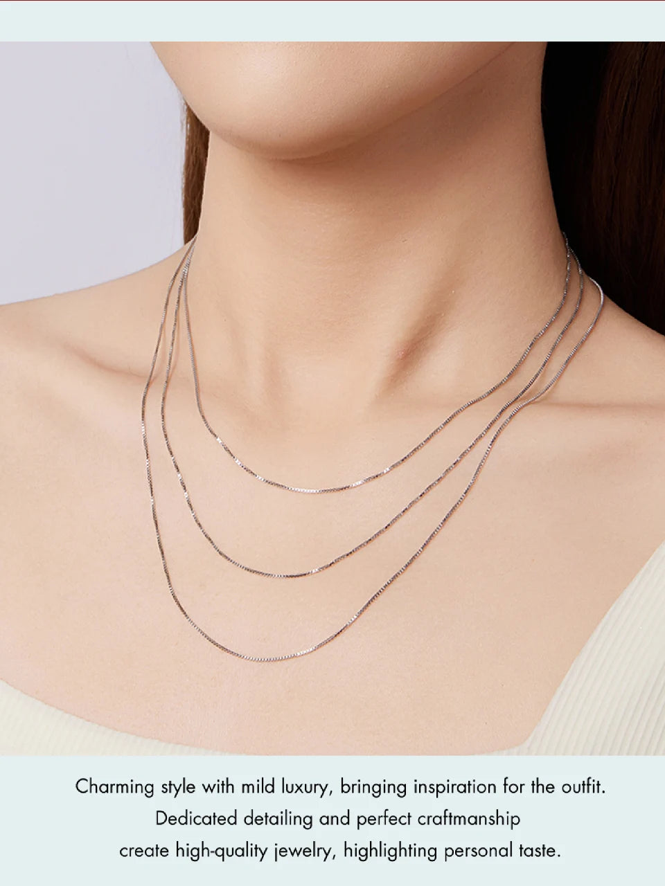 BAMOER Solid Gold Over 925 Sterling Silver Chain Necklace for Women Girls, 0.8mm Box Chain Super Thin & Strong Necklace Chain