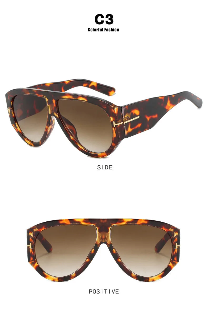 Vintage Oval Large Frame Sunglasses - Trendy Street Style UV400 Women