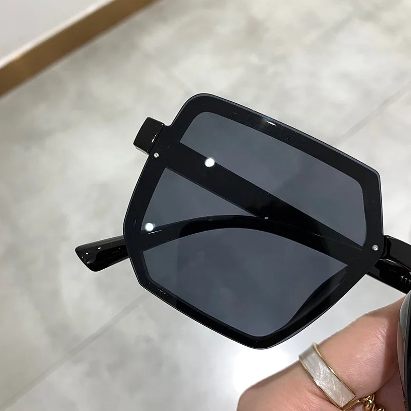 Big Frame Vintage Polygon Sunglasses - Retro Square Goggle Unisex