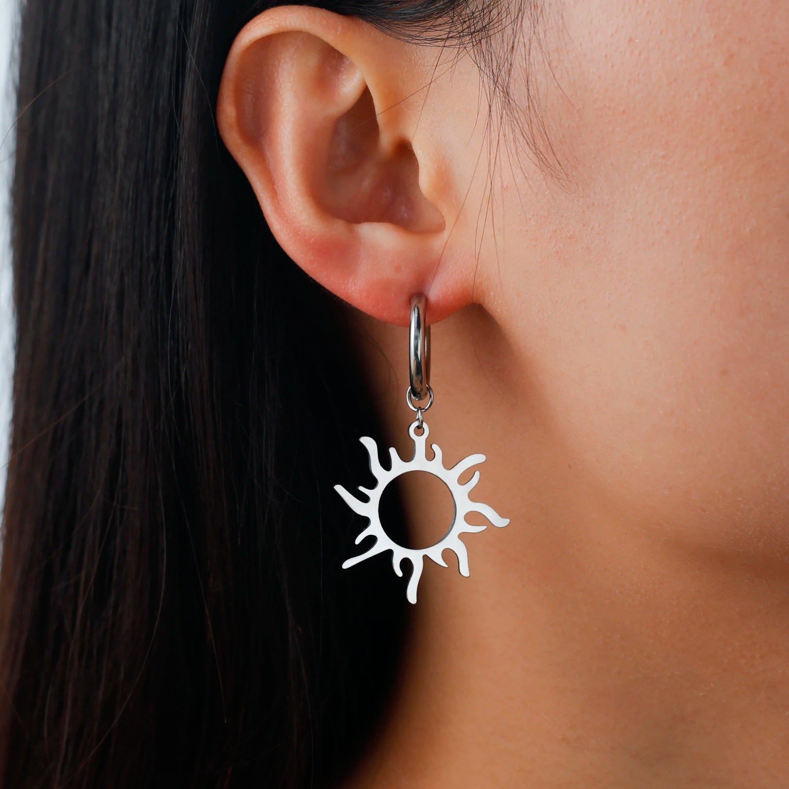 Lucktune Flower Clover Heart Drop Earrings Women Stainless Steel Star Sun Geometry Earrings 2025 New Fashion Kpop Jewelry Gift