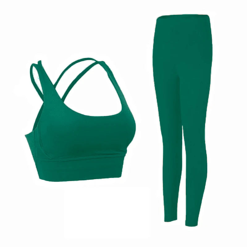 2 Piece Yoga Clothes - Athletic Tracksuit Sports Bra & Leggings