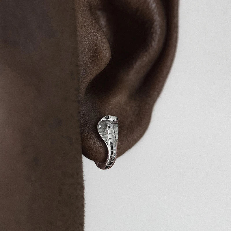 Fashion Punk Gothic Copper Zircon Green Eye Snake Earrings For Men Women Hip Hop Personality Cool Cobras Hoop Earrings Jewelry