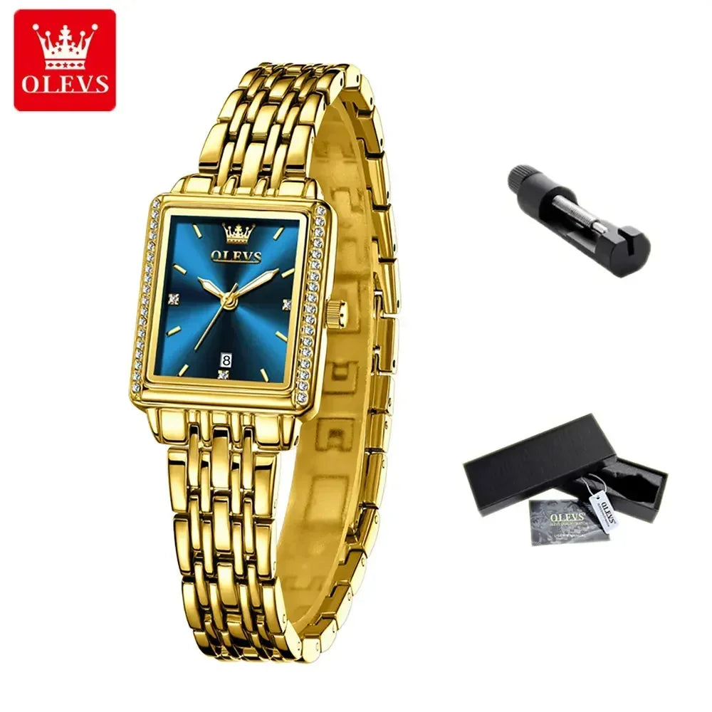 OLEVS Women's Watches Luxury Golden Stainless Steel Woman Watch Luminous Waterproof Quartz Wrist Watch Fashion Watches for Women