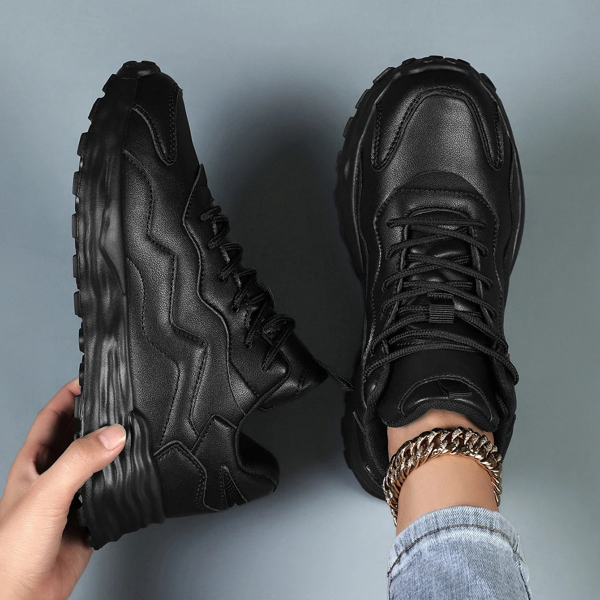 Fashion Women's Vulcanize Platform Sneakers - Mesh Breathable Chunky Sports Shoes