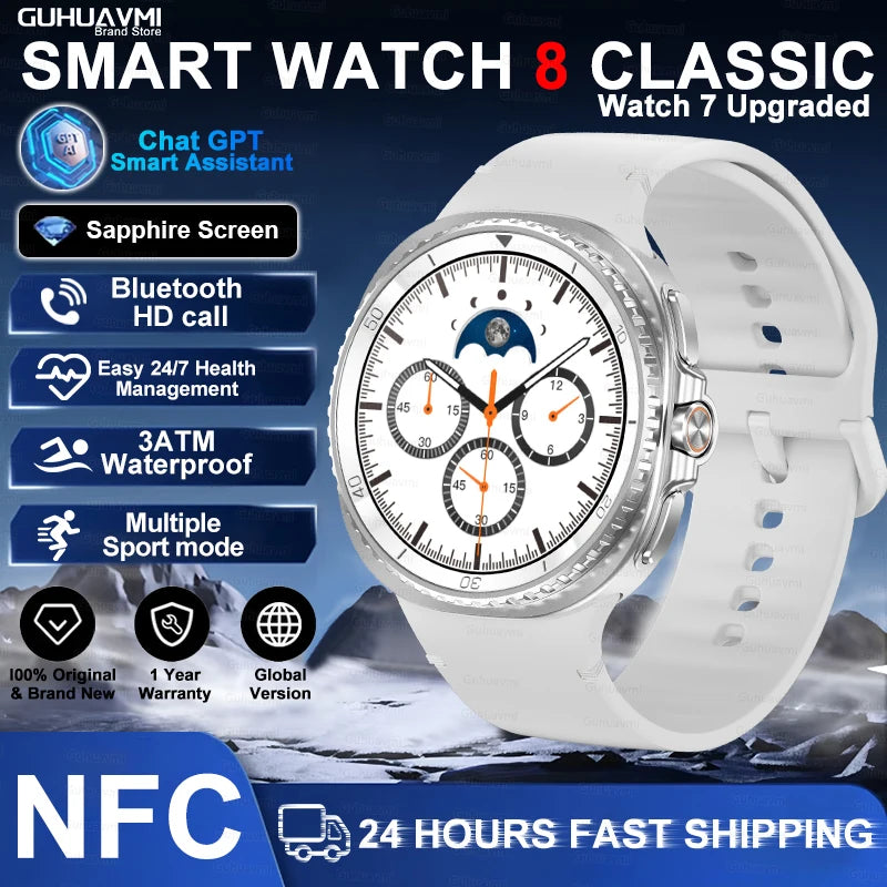 Clone Version For Galaxy Watch8 Classic GPS NFC Smart Watch 46mm AMOLEL BT Call 3ATM Waterproof Galaxy 7 Upgraded Smartwatch Men