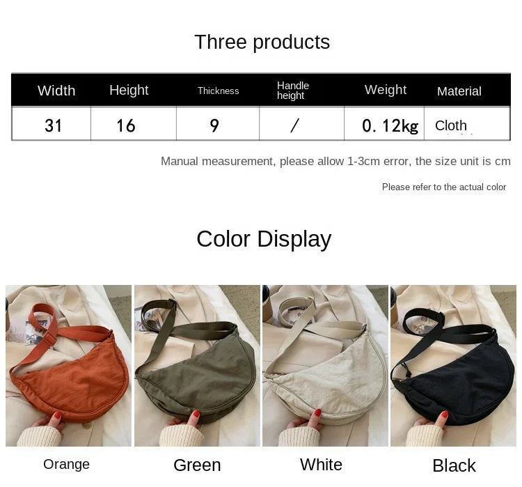 Casual Nylon Crossbody Bag for Women Designer Shoulder Bags Large Capacity Tote Lady Travel Shopper Bag Female Purses 2024