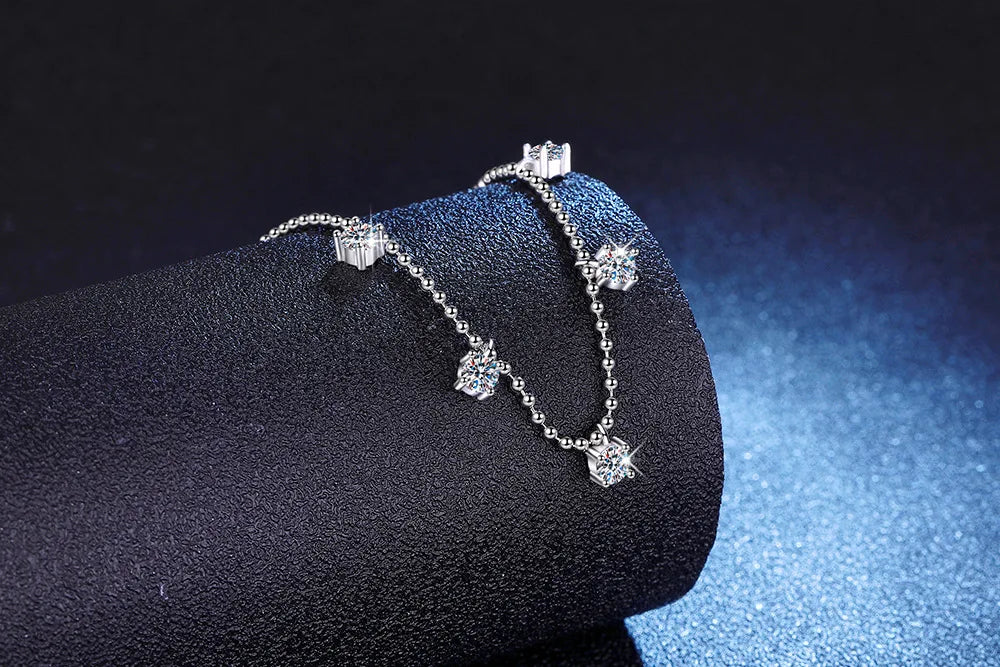 PT950 Platinum Inlaid 1.5 Carat D-color Moissanite Pendant, Starry Sky Collarbone Chain, Women's Necklace, PT950 Imprint