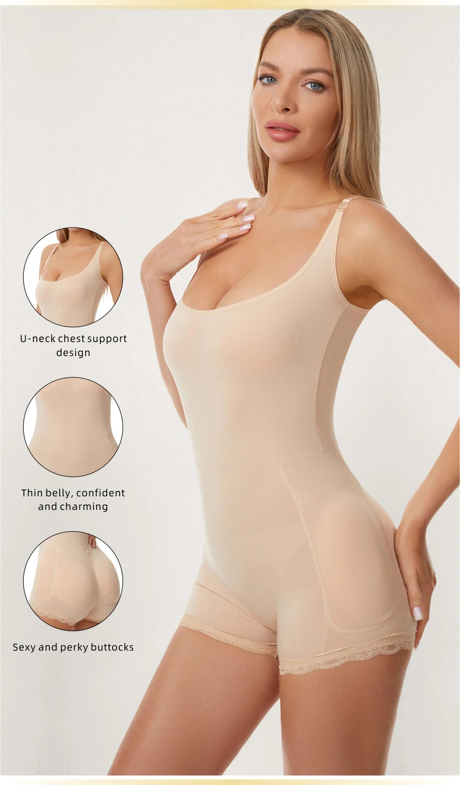 Women Padded Bodysuit - Butt Lifter Waist Trainer Body Shaper