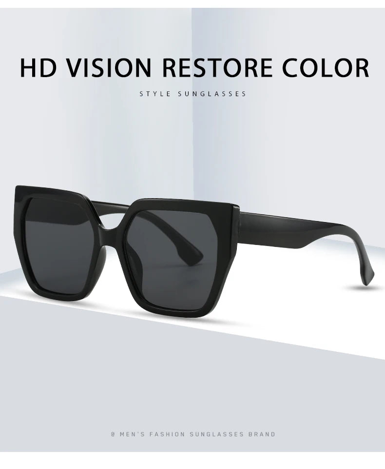 Vintage Square Fishing Sunglasses - Retro Unisex UV400 Black Eyewear