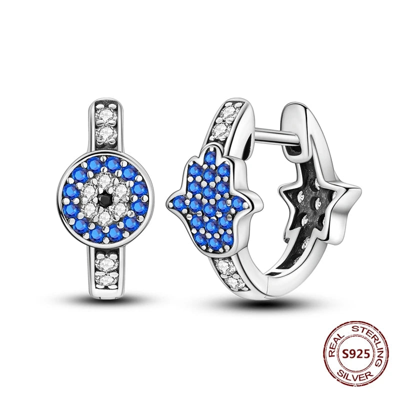 Unicorn Earrings 925 Sterling Silver Original Zircon Elephant Feather Dog Cat Blue Star Small Earrings For Women Jewelry Gift