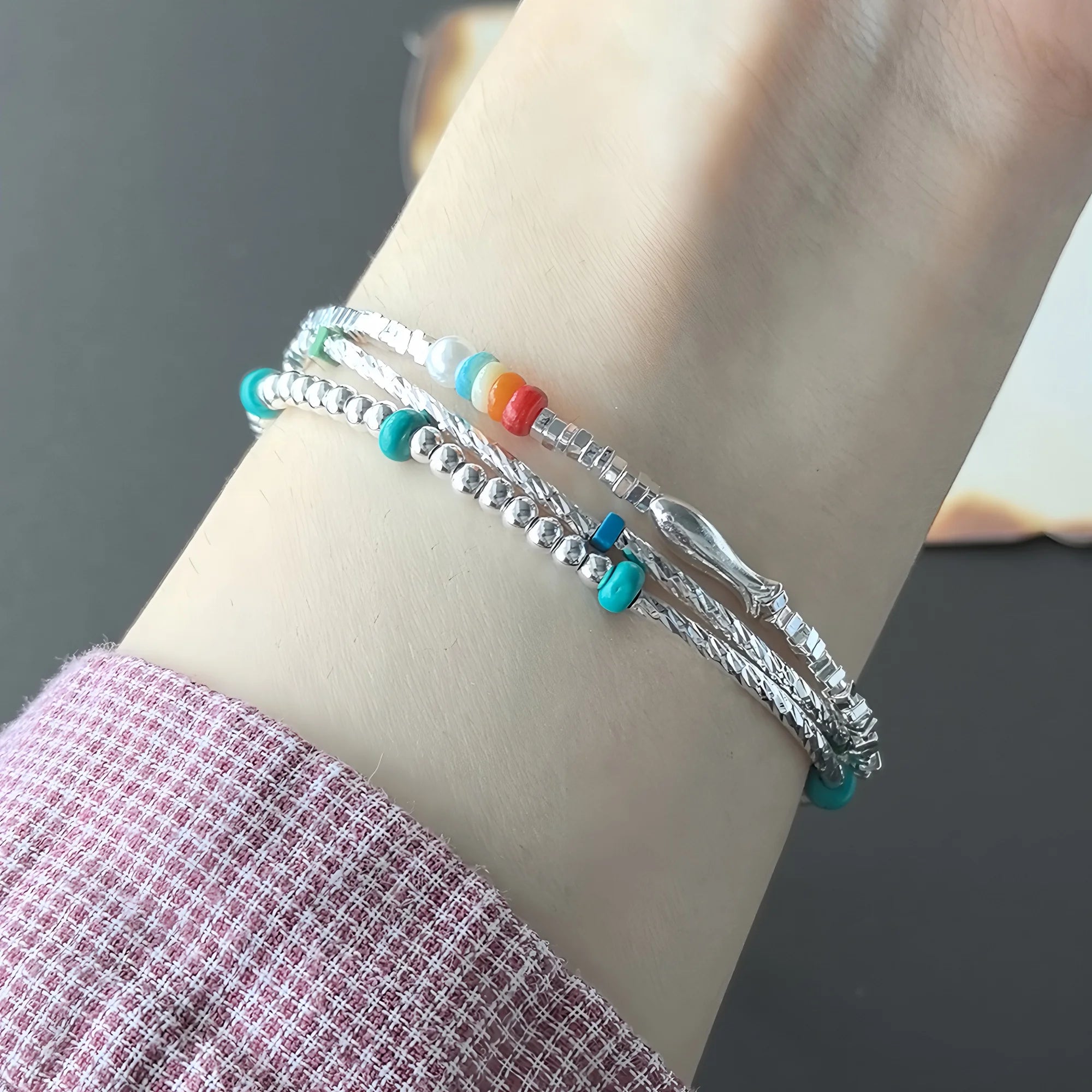 VENTFILLE 925 Sterling Silver Double Layer Pearl Bracelet for Women Girl Design Bead Korean Jewelry Dropshipping