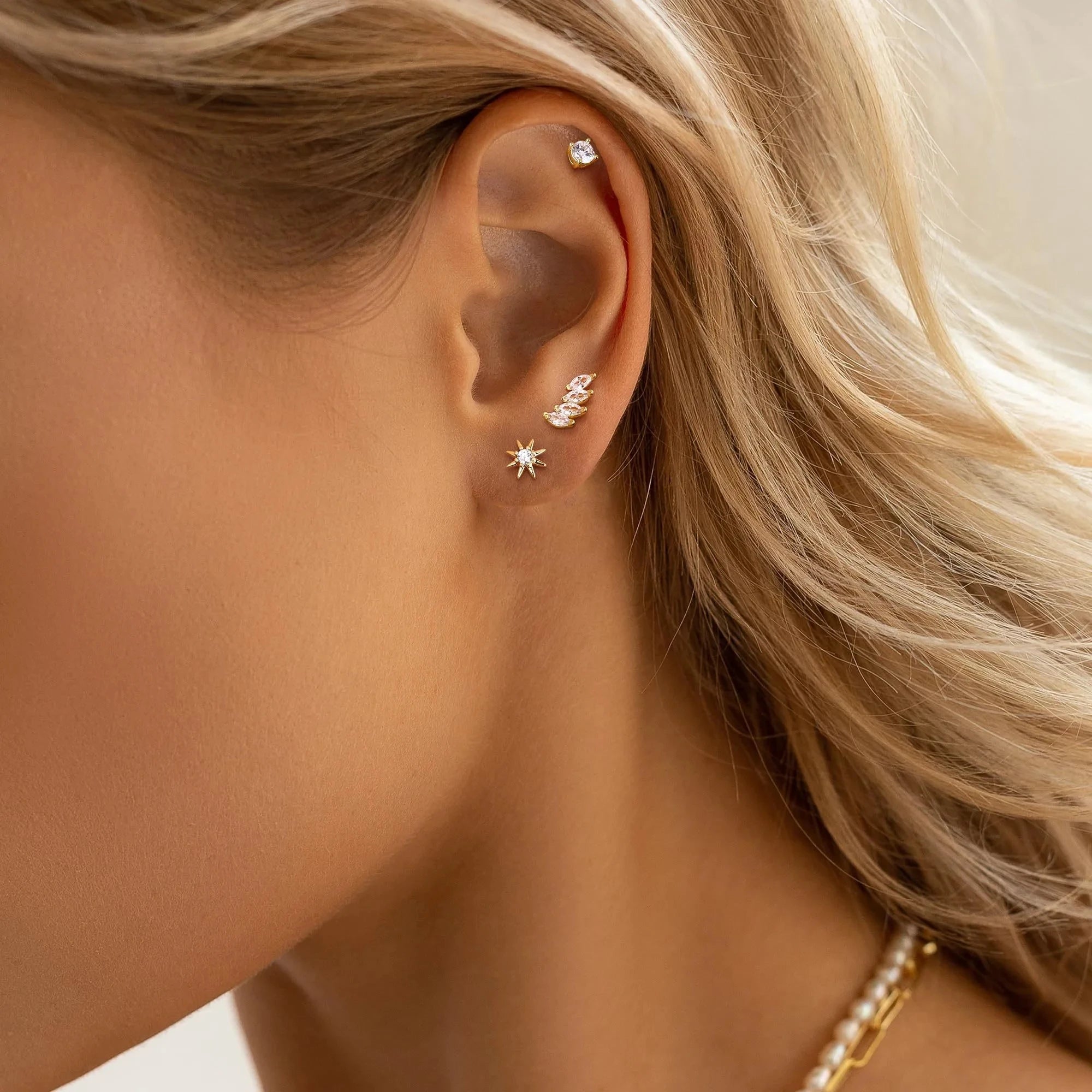 2/6Pcs 20G Novel Stainless Steel Hypoallergenic Flat Back Stud Earrings,Tiny CZ Cartilage Trgus Helix Percing Jewelry Set