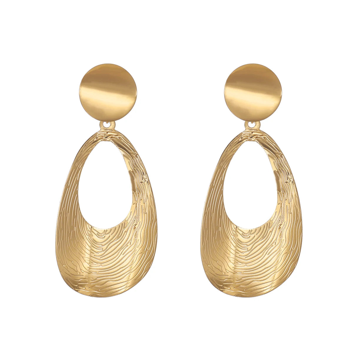 Vintage Metal Water-drop Clip on Earrings Without Piercing Geometric Statement Big Earrings No Pierced Ear Clips